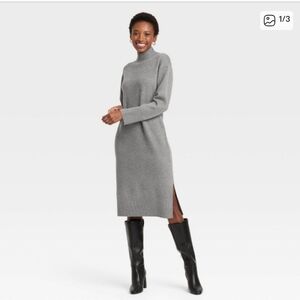 a new day Grey Turtleneck Midi Sweater Dress